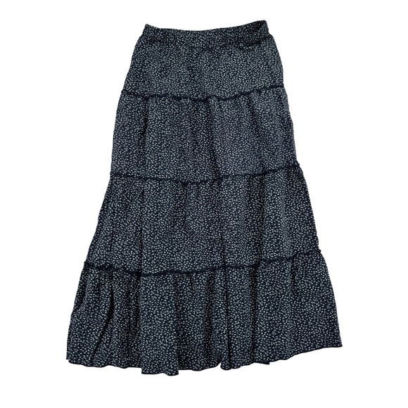 Brandy Melville Dresses & Skirts - Brandy Melville Floral Maxi Skirt Women OS Navy Blue Fair Tiered Ruffle